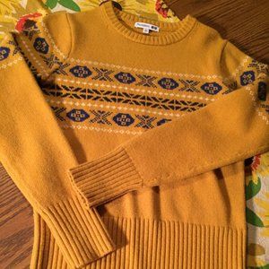 Uniqlo Yellow Fair Isle Wool Blend Sweater Women's Size XS